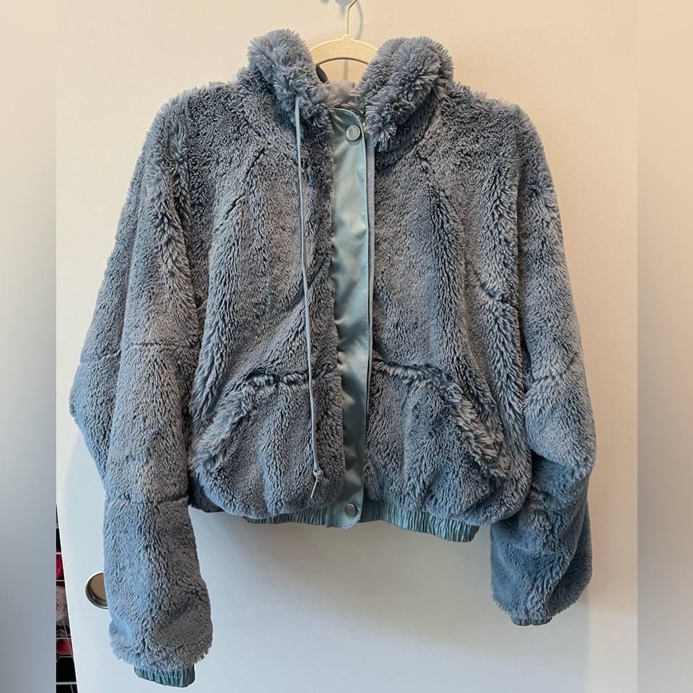 Free People Fur Zip Up Jacket